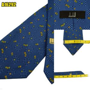 Dunhill Tie Silk Blue Geometric Italy (US Import Tax Included) มุมที่ 1