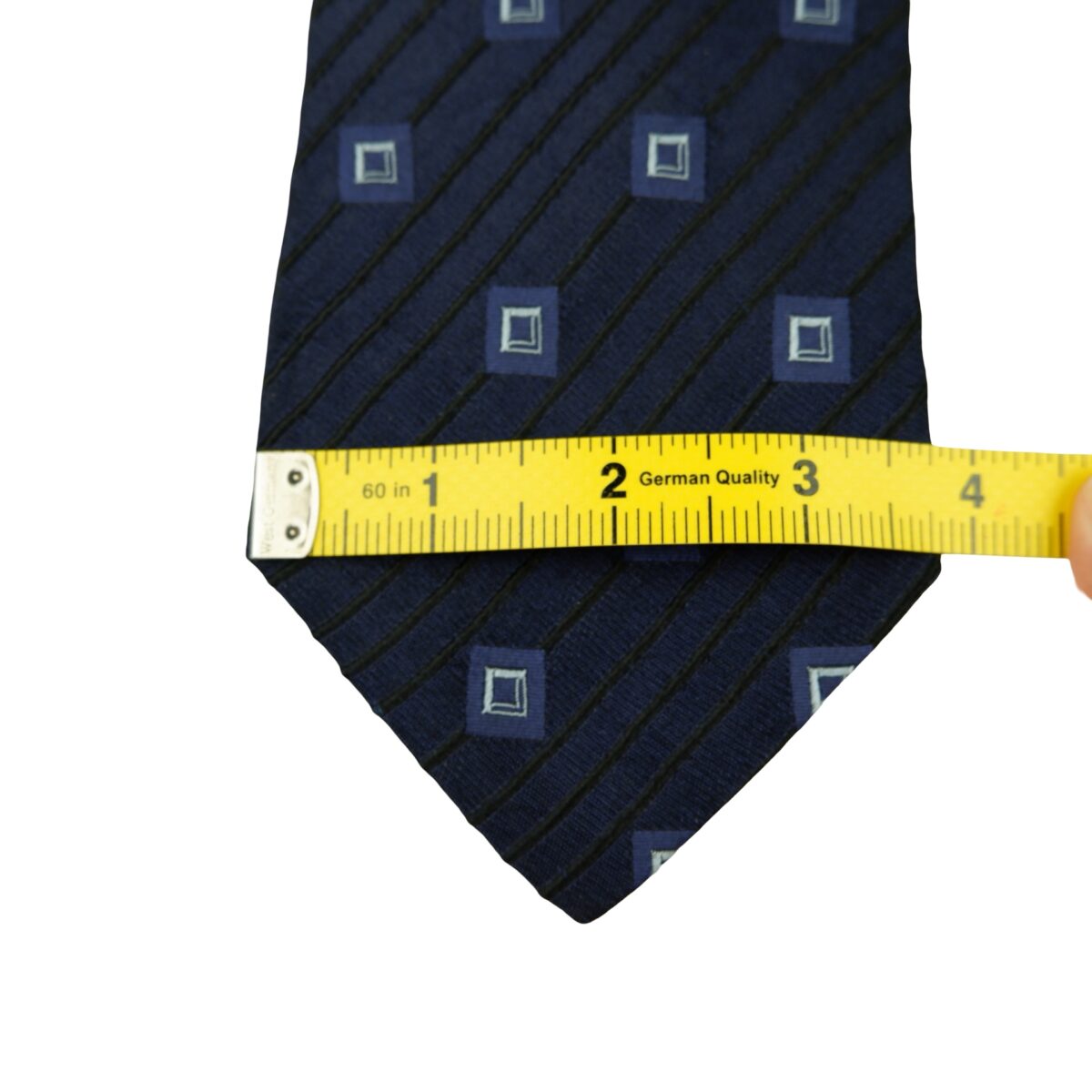 a16294 12 Hugo Boss Tie Silk Dark Navy Geometric Italy (US Import Tax Included) มุมที่ 12