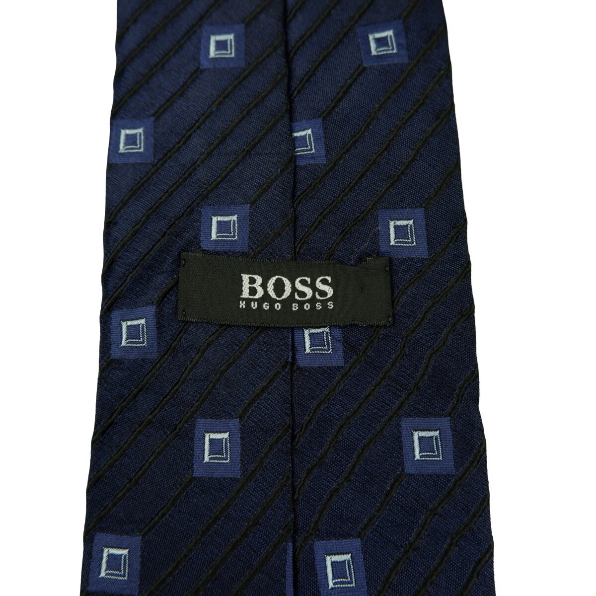 a16294 9 Hugo Boss Tie Silk Dark Navy Geometric Italy (US Import Tax Included) มุมที่ 9
