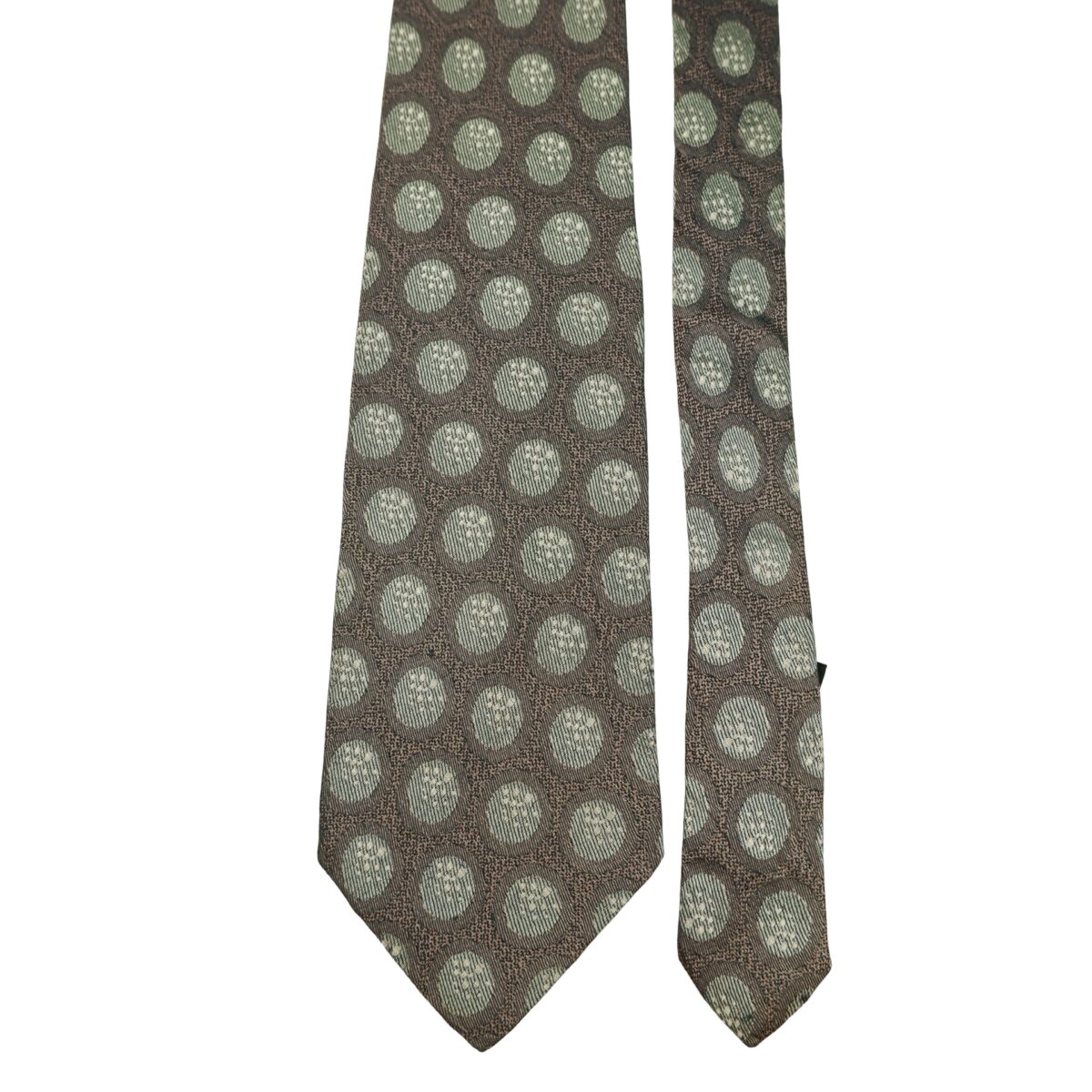 a16296 3 Fendi Tie Silk Brown Geometric Italy (US Import Tax Included) มุมที่ 3