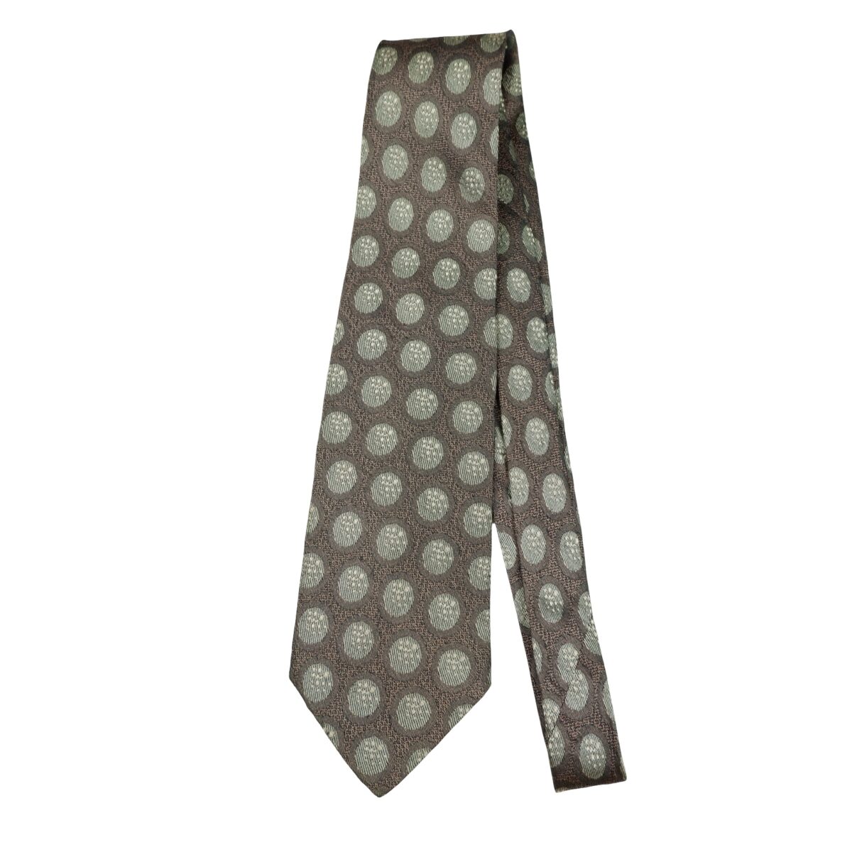 a16296 5 Fendi Tie Silk Brown Geometric Italy (US Import Tax Included) มุมที่ 5
