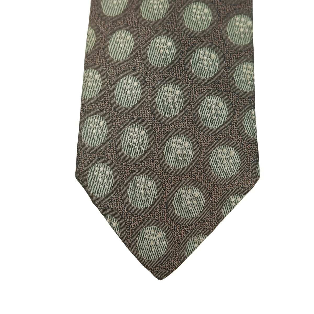 a16296 6 Fendi Tie Silk Brown Geometric Italy (US Import Tax Included) มุมที่ 6