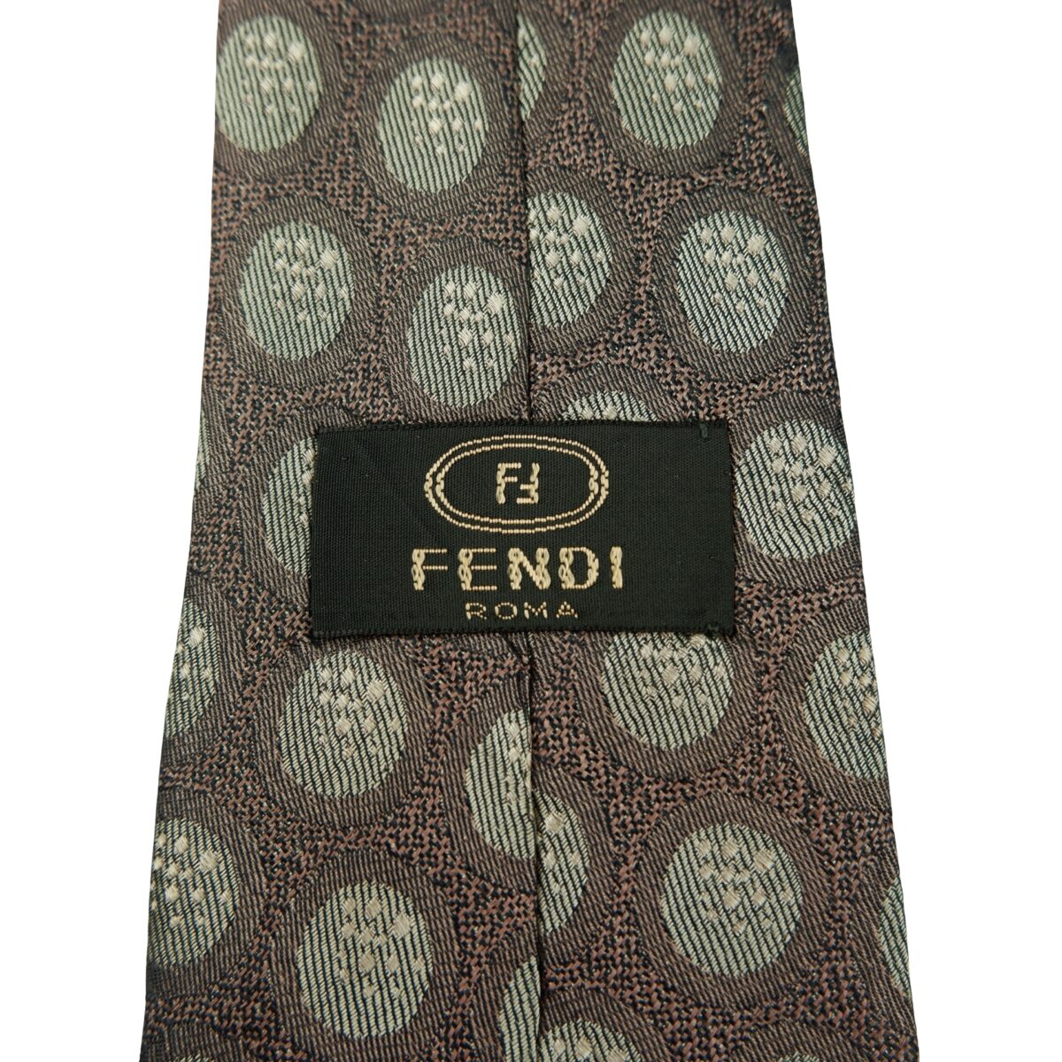 a16296 9 Fendi Tie Silk Brown Geometric Italy (US Import Tax Included) มุมที่ 9