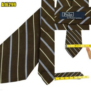 Polo Ralph Lauren Tie Silk Brown Stripe Germany (US Import Tax Included) มุมที่ 1