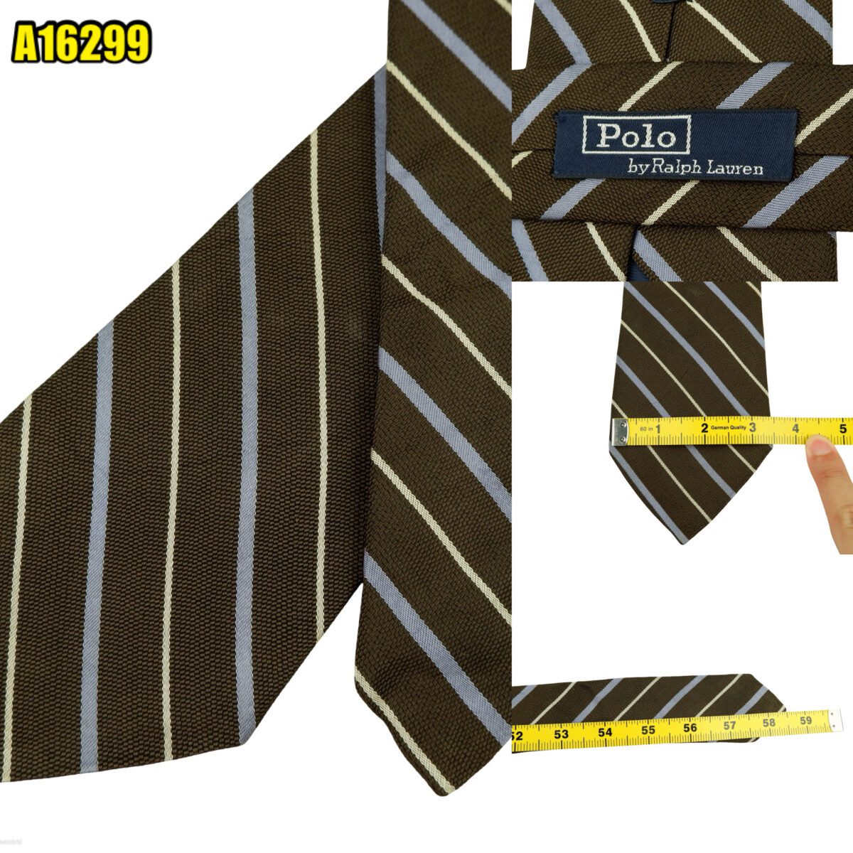 created by photogrid Polo Ralph Lauren Tie Silk Brown Stripe Germany (US Import Tax Included) มุมที่ 1