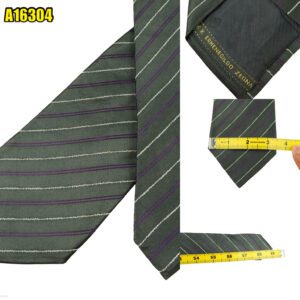 Ermenegildo Zegna Tie Silk Grey white Purple Stripe Italy (US Import Tax Included) มุมที่ 1