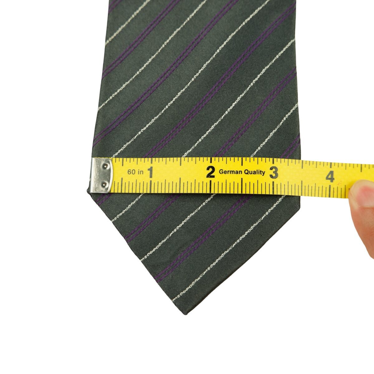 a16304 13 Ermenegildo Zegna Tie Silk Grey white Purple Stripe Italy (US Import Tax Included) มุมที่ 13