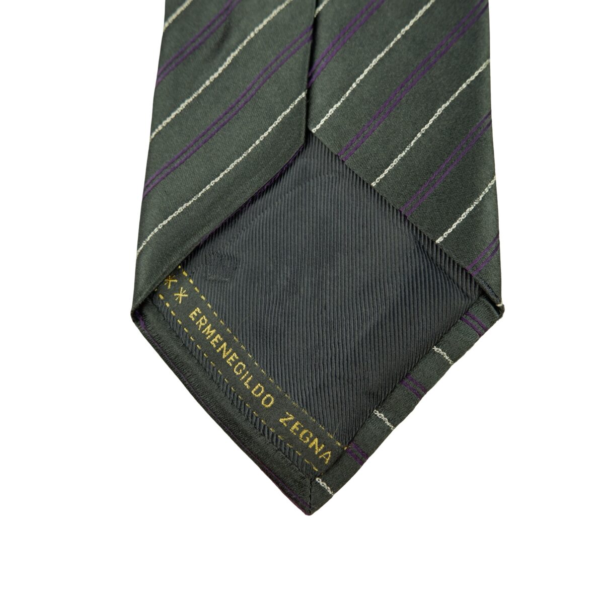 a16304 8 Ermenegildo Zegna Tie Silk Grey white Purple Stripe Italy (US Import Tax Included) มุมที่ 8