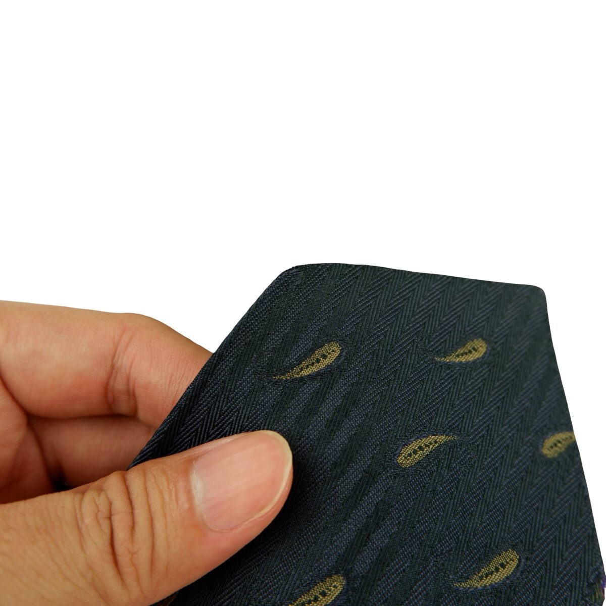 a16306 12 Yves Saint Laurent Tie Silk Dark Navy Paisley Japan (US Import Tax Included) มุมที่ 12