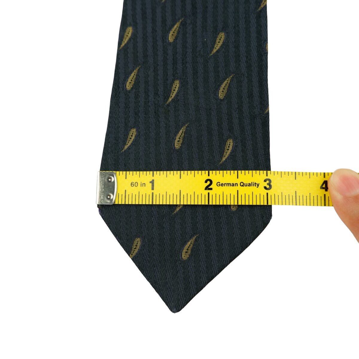 a16306 14 Yves Saint Laurent Tie Silk Dark Navy Paisley Japan (US Import Tax Included) มุมที่ 14