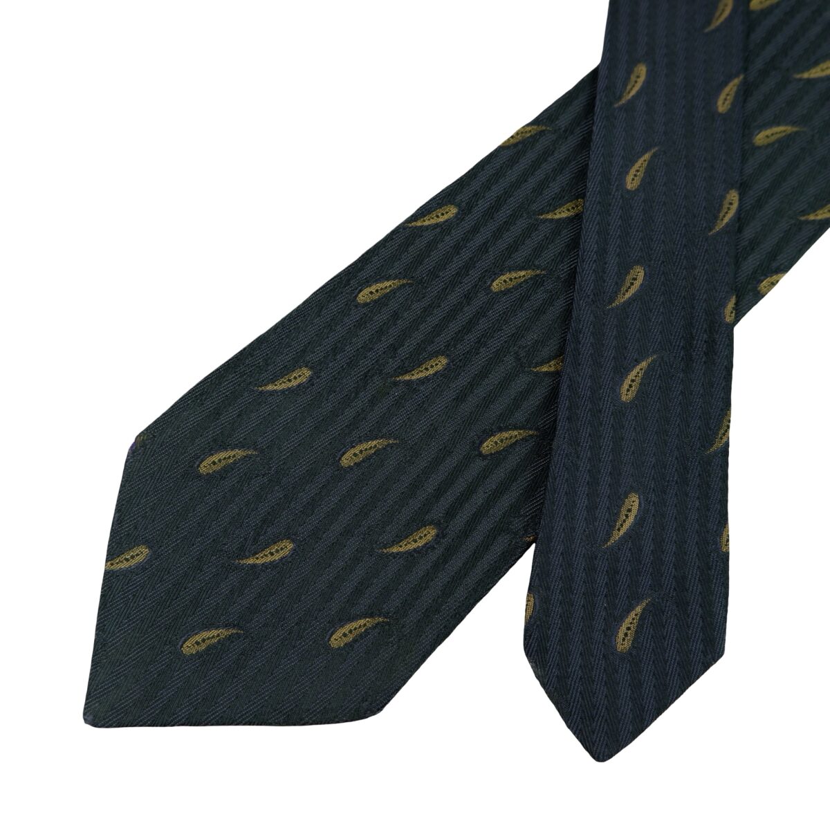 a16306 2 Yves Saint Laurent Tie Silk Dark Navy Paisley Japan (US Import Tax Included) มุมที่ 2