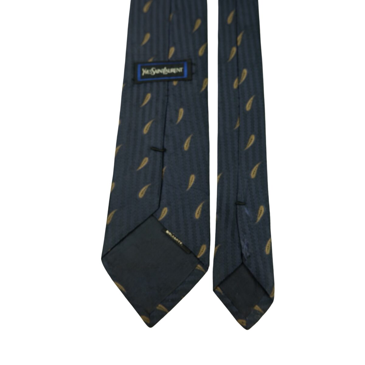 a16306 4 Yves Saint Laurent Tie Silk Dark Navy Paisley Japan (US Import Tax Included) มุมที่ 4