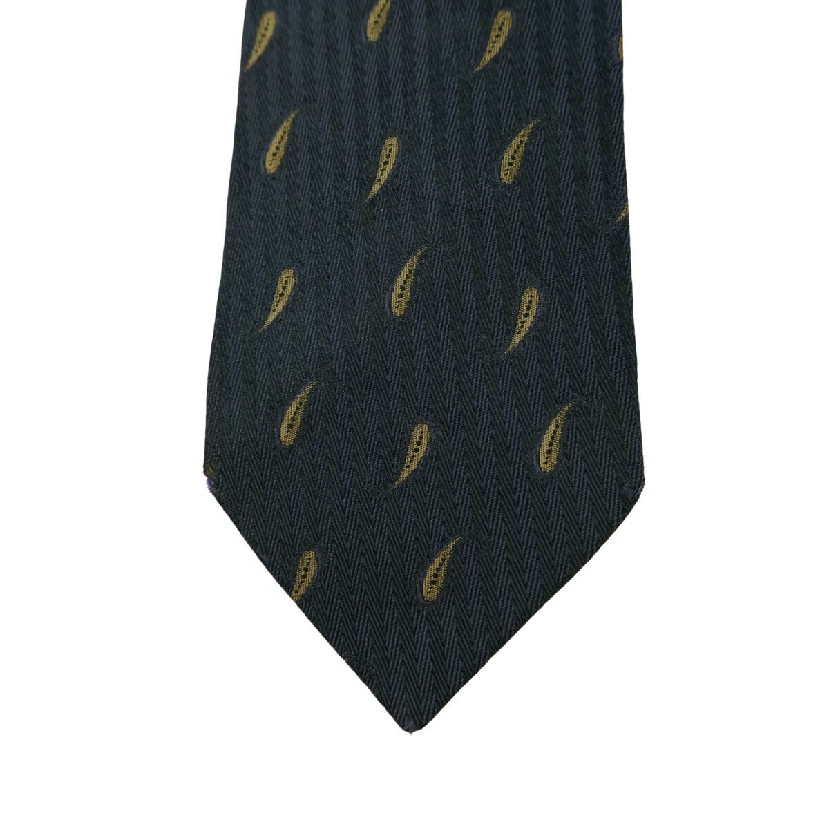 a16306 6 Yves Saint Laurent Tie Silk Dark Navy Paisley Japan (US Import Tax Included) มุมที่ 6