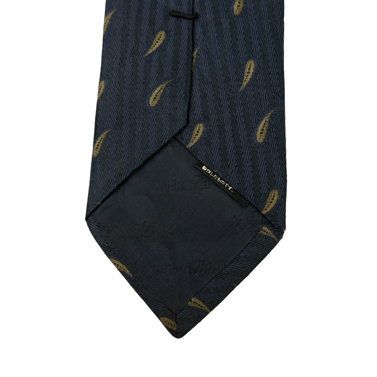 a16306 8 Yves Saint Laurent Tie Silk Dark Navy Paisley Japan (US Import Tax Included) มุมที่ 8