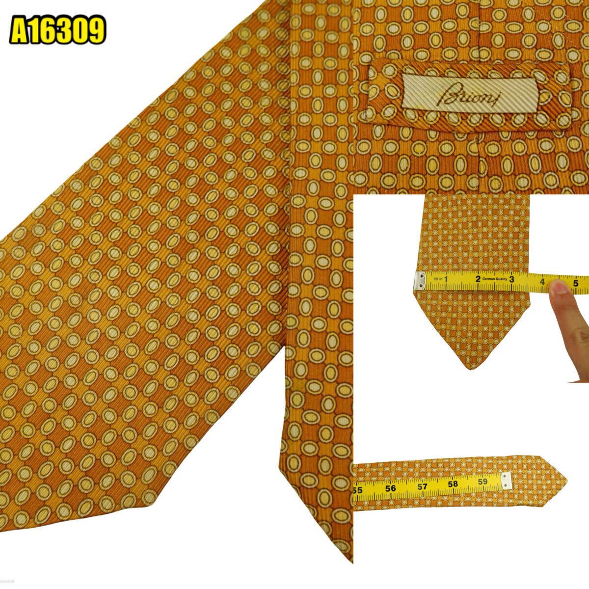 Brioni Tie Silk Brown Geometric Italy (US Import Tax Included) | mesabb clothing Brioni Tie Silk Brown Geometric Italy (US Import Tax Included) มุมที่ 1