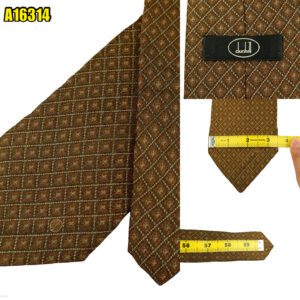 Dunhill Tie Silk Brown Geometric England (US Import Tax Included) มุมที่ 1