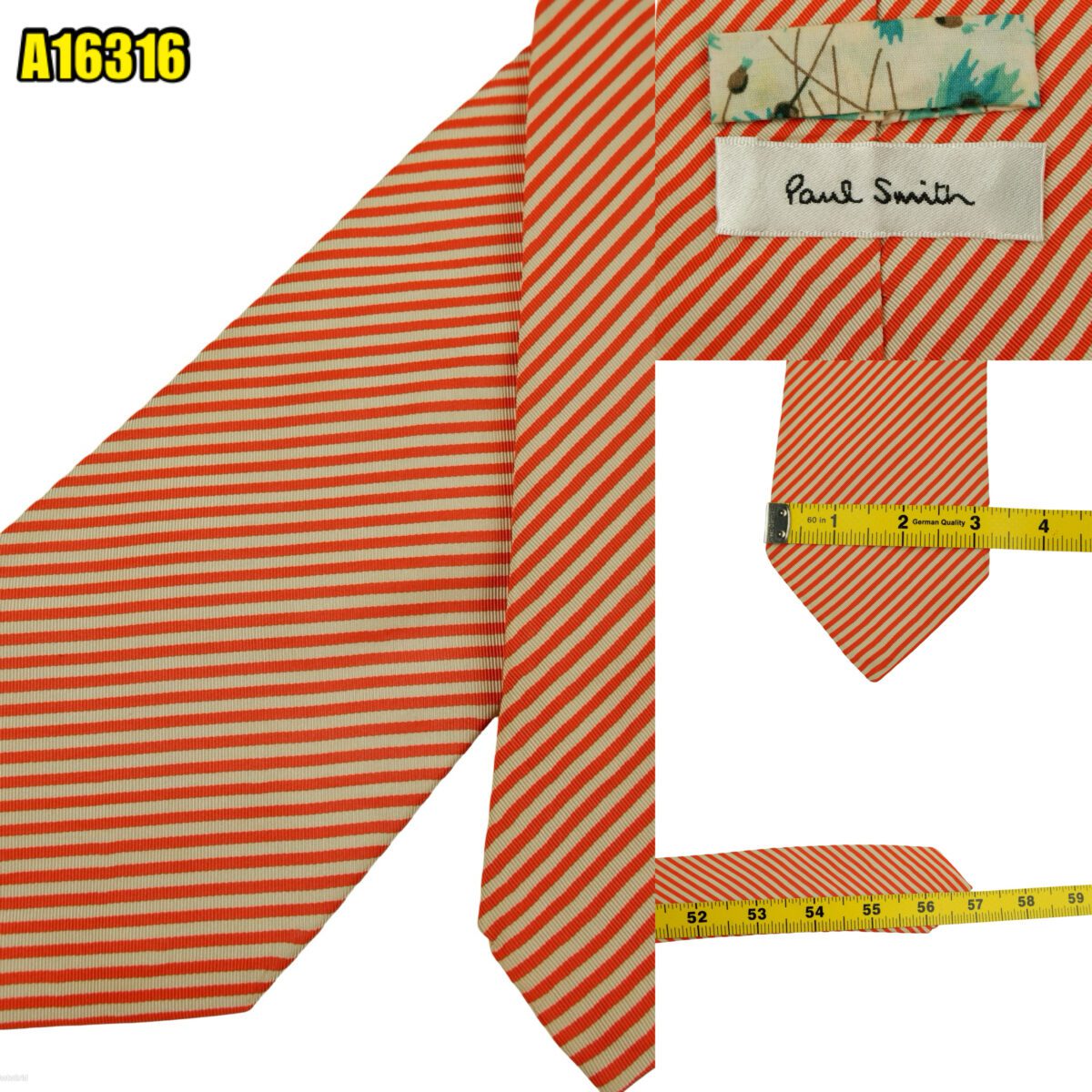 created by photogrid Paul Smith Tie Silk Orange White Stripe (US Import Tax Included) มุมที่ 1