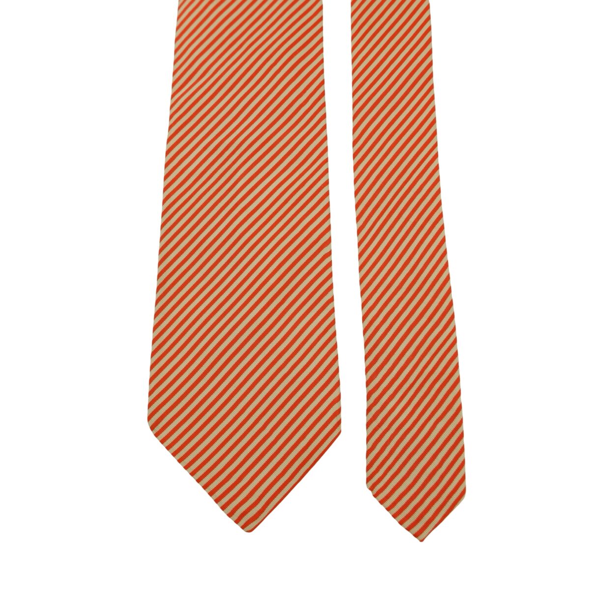 a16316 3 Paul Smith Tie Silk Orange White Stripe (US Import Tax Included) มุมที่ 3