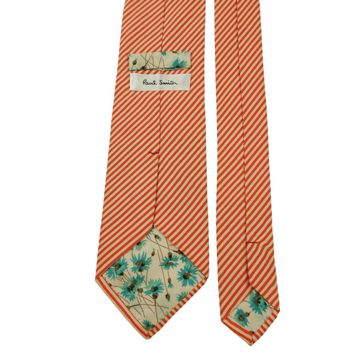 a16316 4 Paul Smith Tie Silk Orange White Stripe (US Import Tax Included) มุมที่ 4