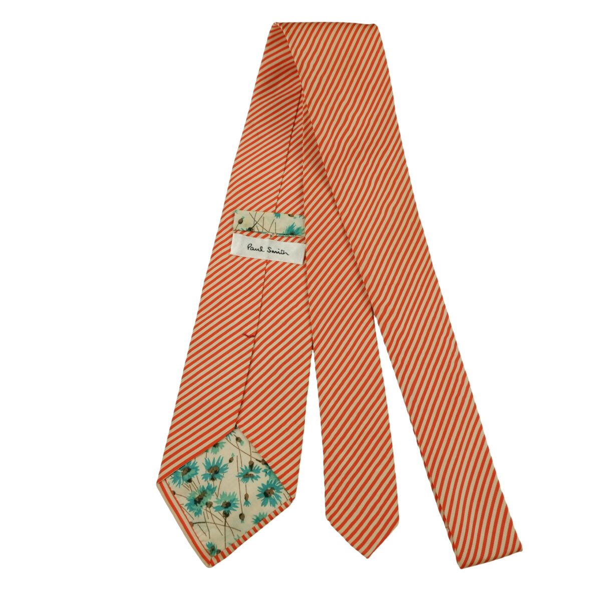 a16316 7 Paul Smith Tie Silk Orange White Stripe (US Import Tax Included) มุมที่ 7