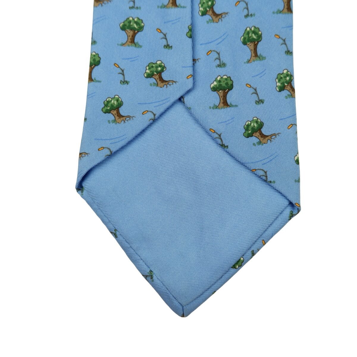 a16321 7 Hermes Tie Silk Blue Tree Pattern France (US Import Tax Included) มุมที่ 7