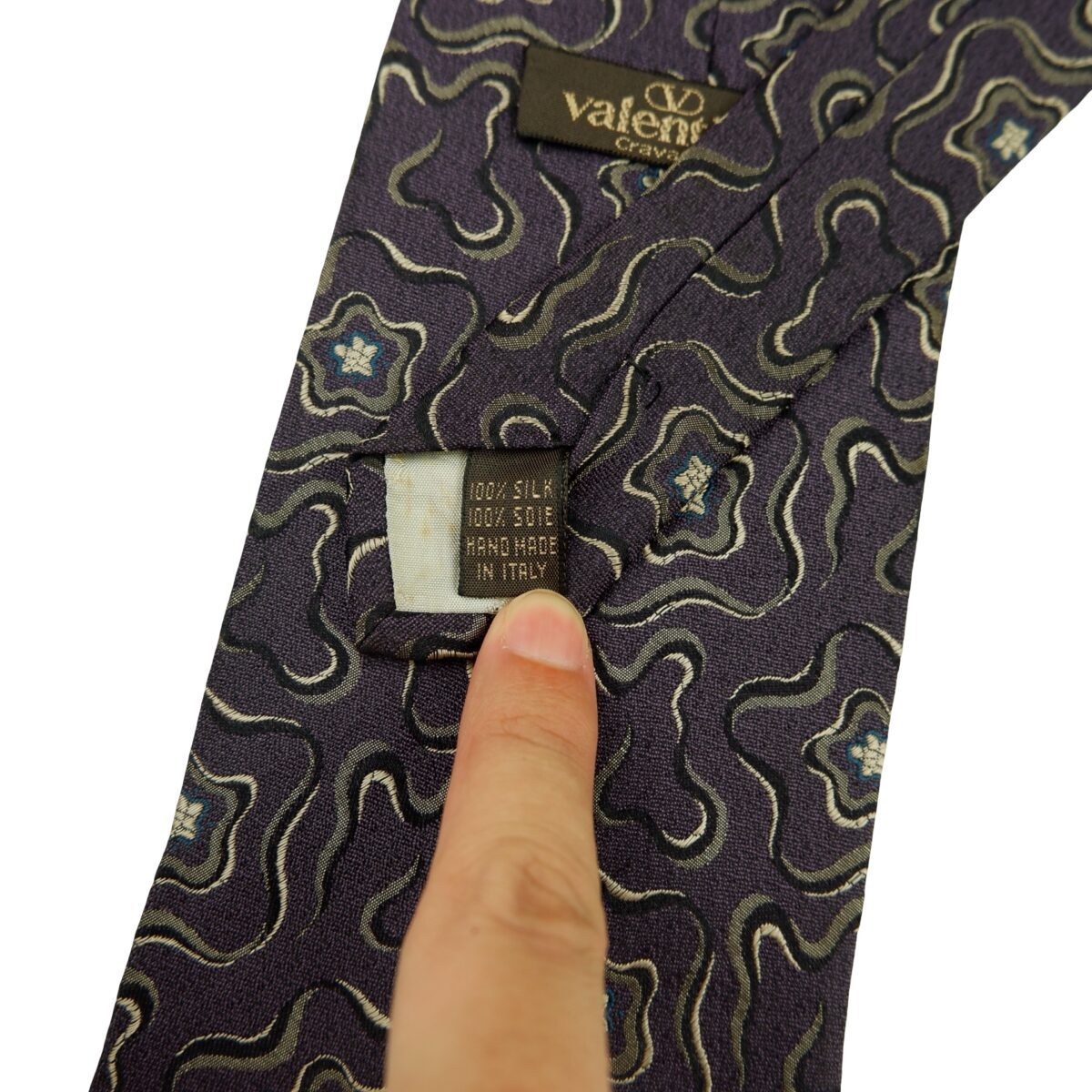 Valentino Tie Silk Dark Purple Abstract Pattern Italy (US Import Tax Included) | mesabb clothing Valentino Tie Silk Dark Purple Abstract Pattern Italy (US Import Tax Included) มุมที่ 10