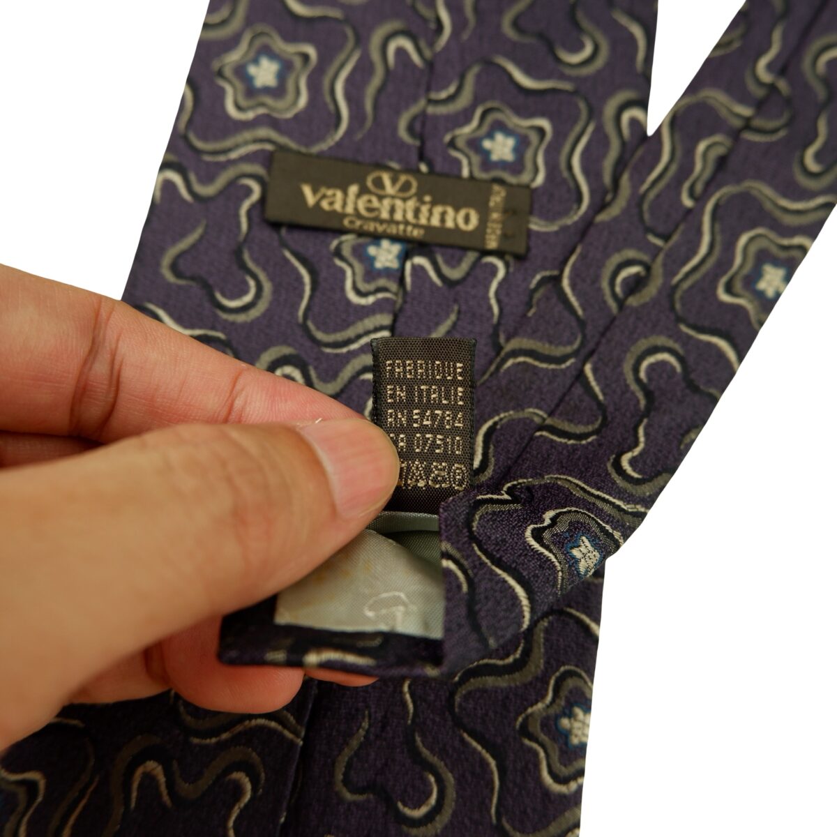 Valentino Tie Silk Dark Purple Abstract Pattern Italy (US Import Tax Included) | mesabb clothing Valentino Tie Silk Dark Purple Abstract Pattern Italy (US Import Tax Included) มุมที่ 11