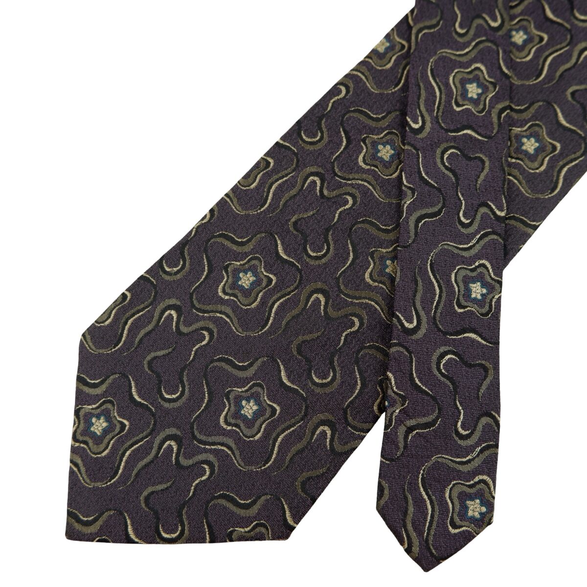 Valentino Tie Silk Dark Purple Abstract Pattern Italy (US Import Tax Included) | mesabb clothing Valentino Tie Silk Dark Purple Abstract Pattern Italy (US Import Tax Included) มุมที่ 2