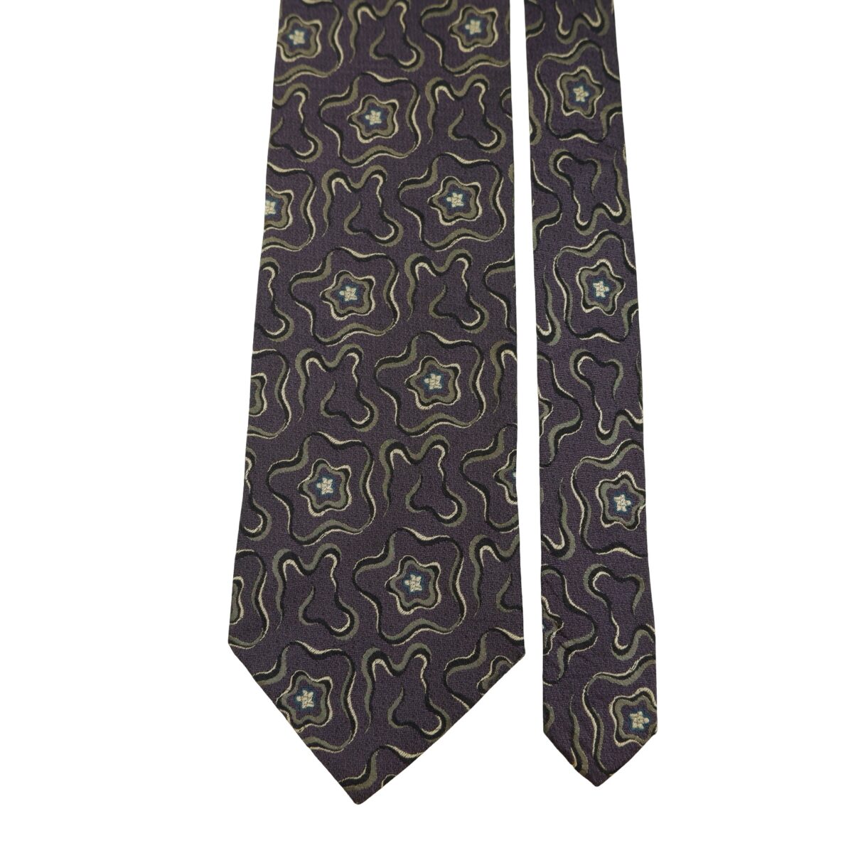 Valentino Tie Silk Dark Purple Abstract Pattern Italy (US Import Tax Included) | mesabb clothing Valentino Tie Silk Dark Purple Abstract Pattern Italy (US Import Tax Included) มุมที่ 3