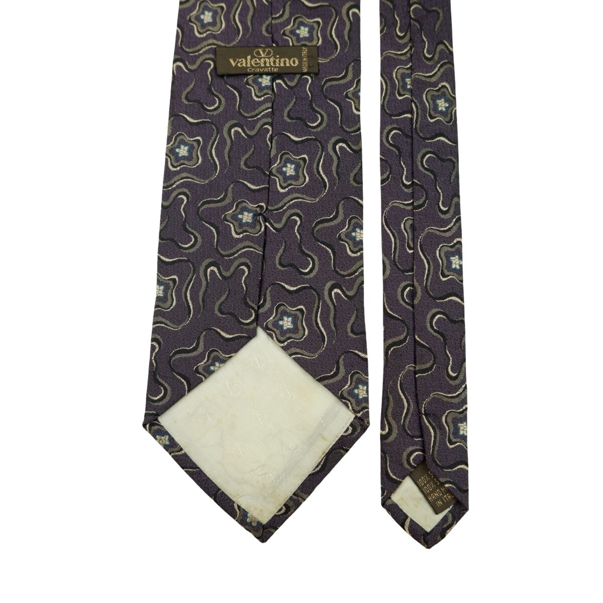 Valentino Tie Silk Dark Purple Abstract Pattern Italy (US Import Tax Included) | mesabb clothing Valentino Tie Silk Dark Purple Abstract Pattern Italy (US Import Tax Included) มุมที่ 4