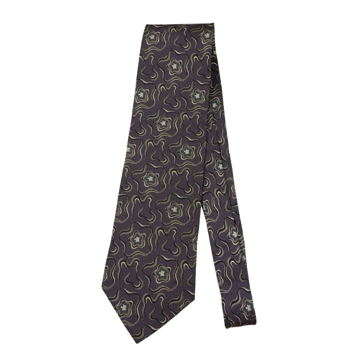 Valentino Tie Silk Dark Purple Abstract Pattern Italy (US Import Tax Included) | mesabb clothing Valentino Tie Silk Dark Purple Abstract Pattern Italy (US Import Tax Included) มุมที่ 5