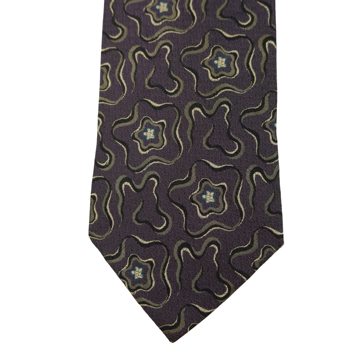 Valentino Tie Silk Dark Purple Abstract Pattern Italy (US Import Tax Included) | mesabb clothing Valentino Tie Silk Dark Purple Abstract Pattern Italy (US Import Tax Included) มุมที่ 6