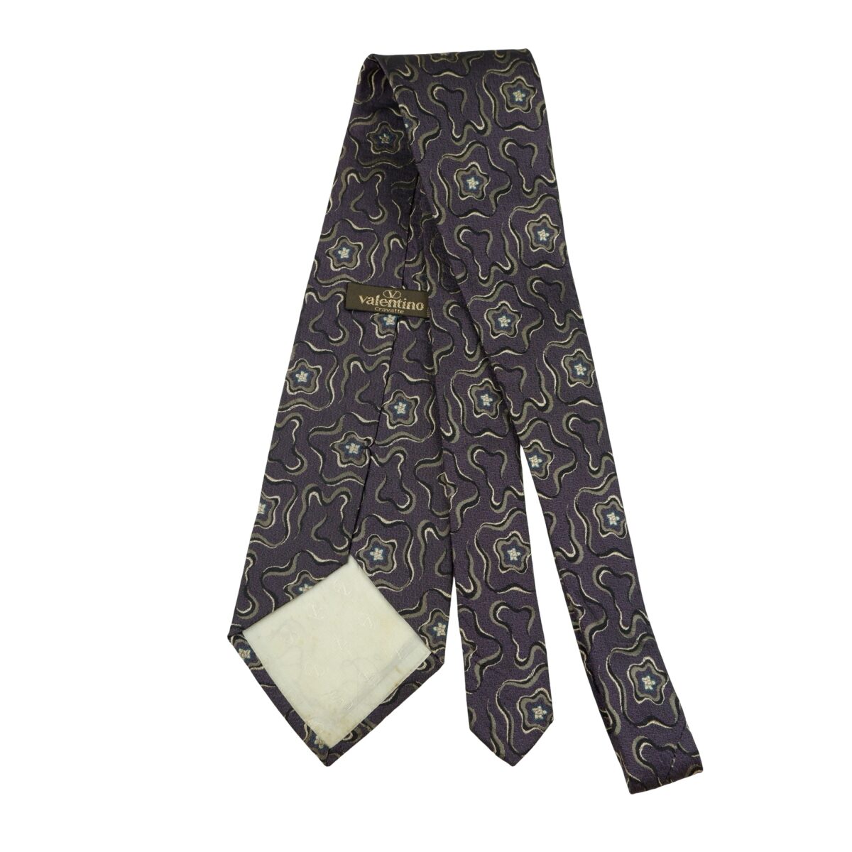 Valentino Tie Silk Dark Purple Abstract Pattern Italy (US Import Tax Included) | mesabb clothing Valentino Tie Silk Dark Purple Abstract Pattern Italy (US Import Tax Included) มุมที่ 7