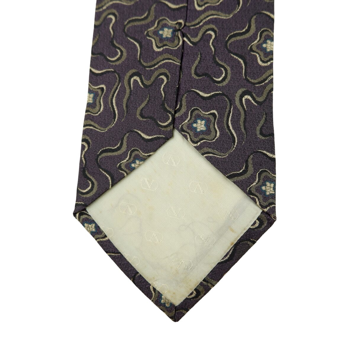 Valentino Tie Silk Dark Purple Abstract Pattern Italy (US Import Tax Included) | mesabb clothing Valentino Tie Silk Dark Purple Abstract Pattern Italy (US Import Tax Included) มุมที่ 8