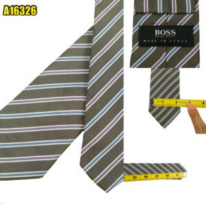 Hugo Boss Tie Silk Grey Stripe Italy (US Import Tax Included) มุมที่ 1