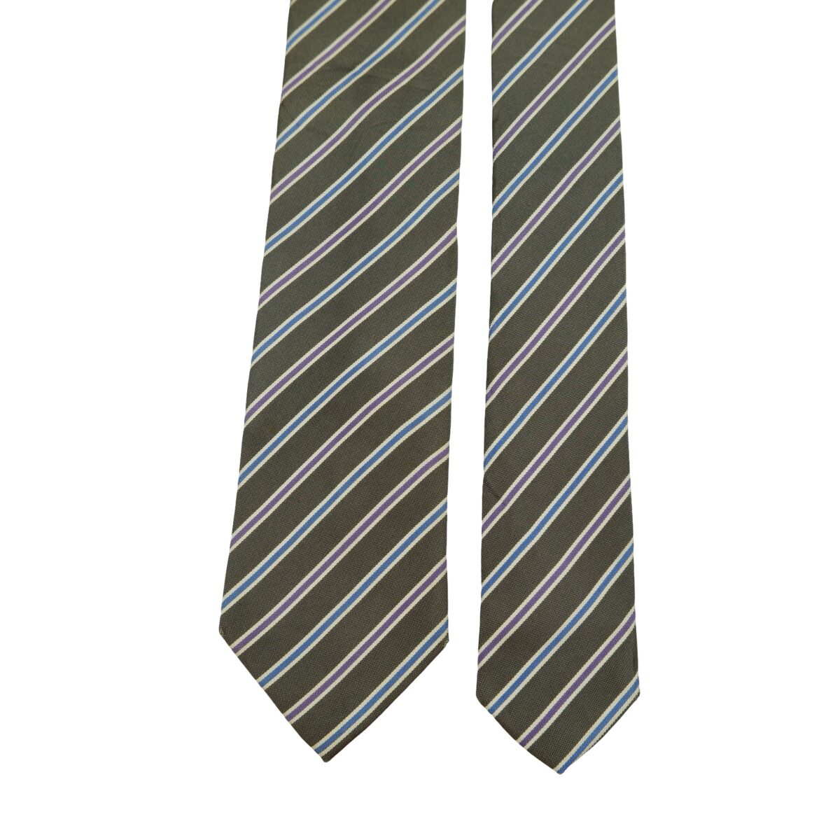 a16326 3 Hugo Boss Tie Silk Grey Stripe Italy (US Import Tax Included) มุมที่ 3