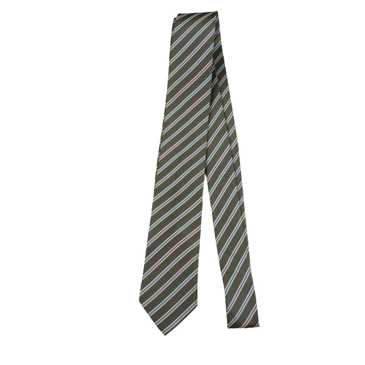 a16326 5 Hugo Boss Tie Silk Grey Stripe Italy (US Import Tax Included) มุมที่ 5