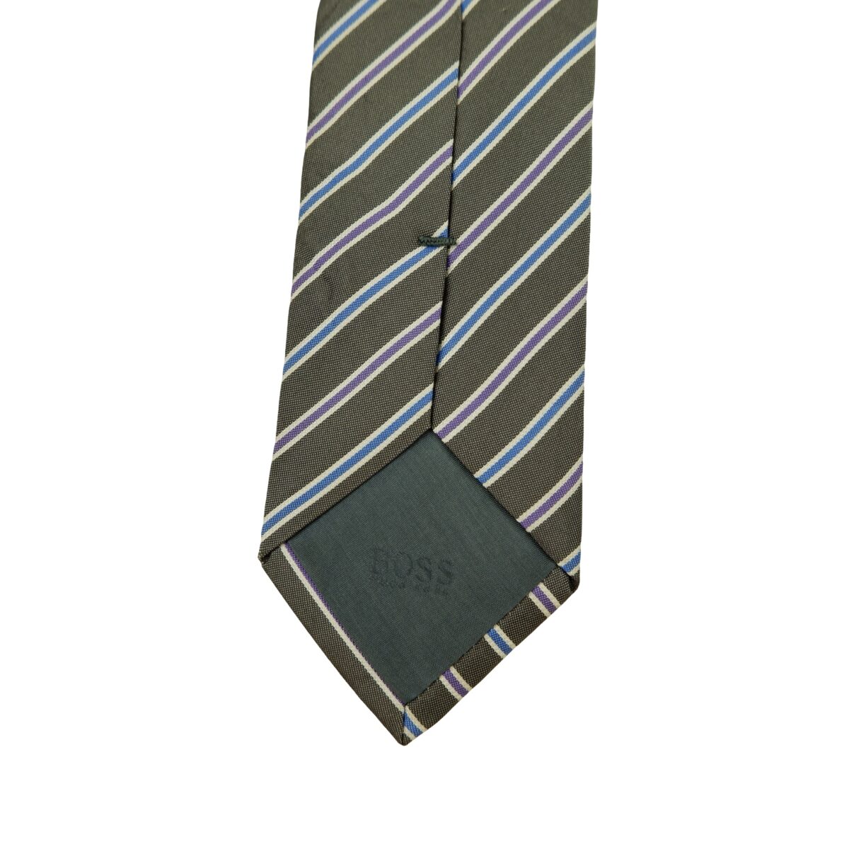 a16326 8 Hugo Boss Tie Silk Grey Stripe Italy (US Import Tax Included) มุมที่ 8