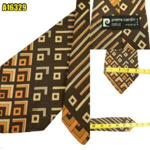 Pierre Cardin Tie Silk Brown Abstract Pattern France (US Import Tax Included) มุมที่ 1