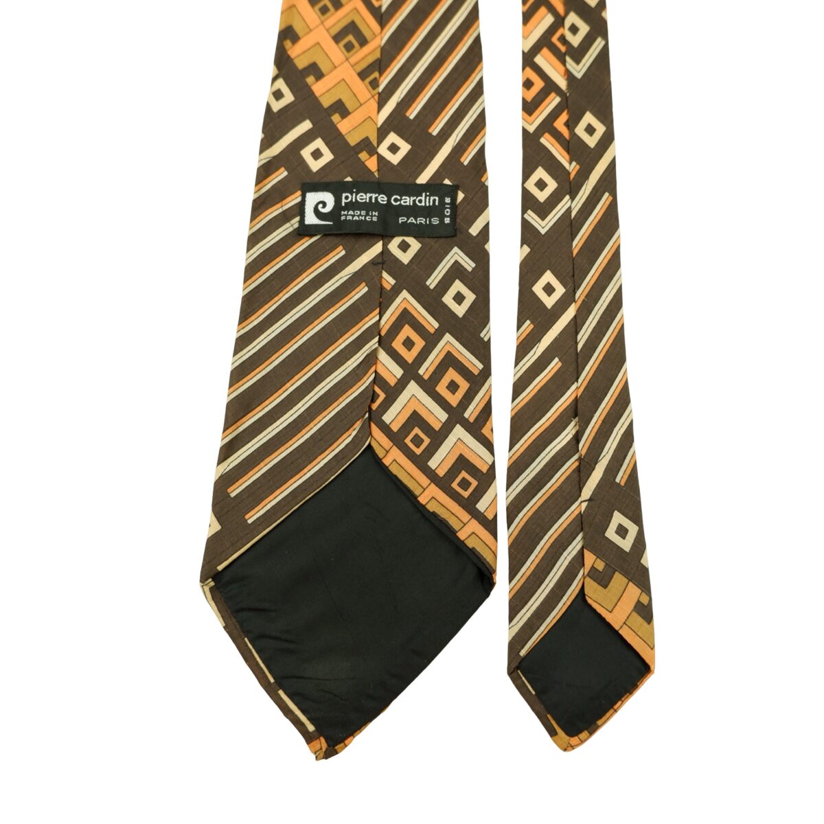 a16329 4 Pierre Cardin Tie Silk Brown Abstract Pattern France (US Import Tax Included) มุมที่ 4
