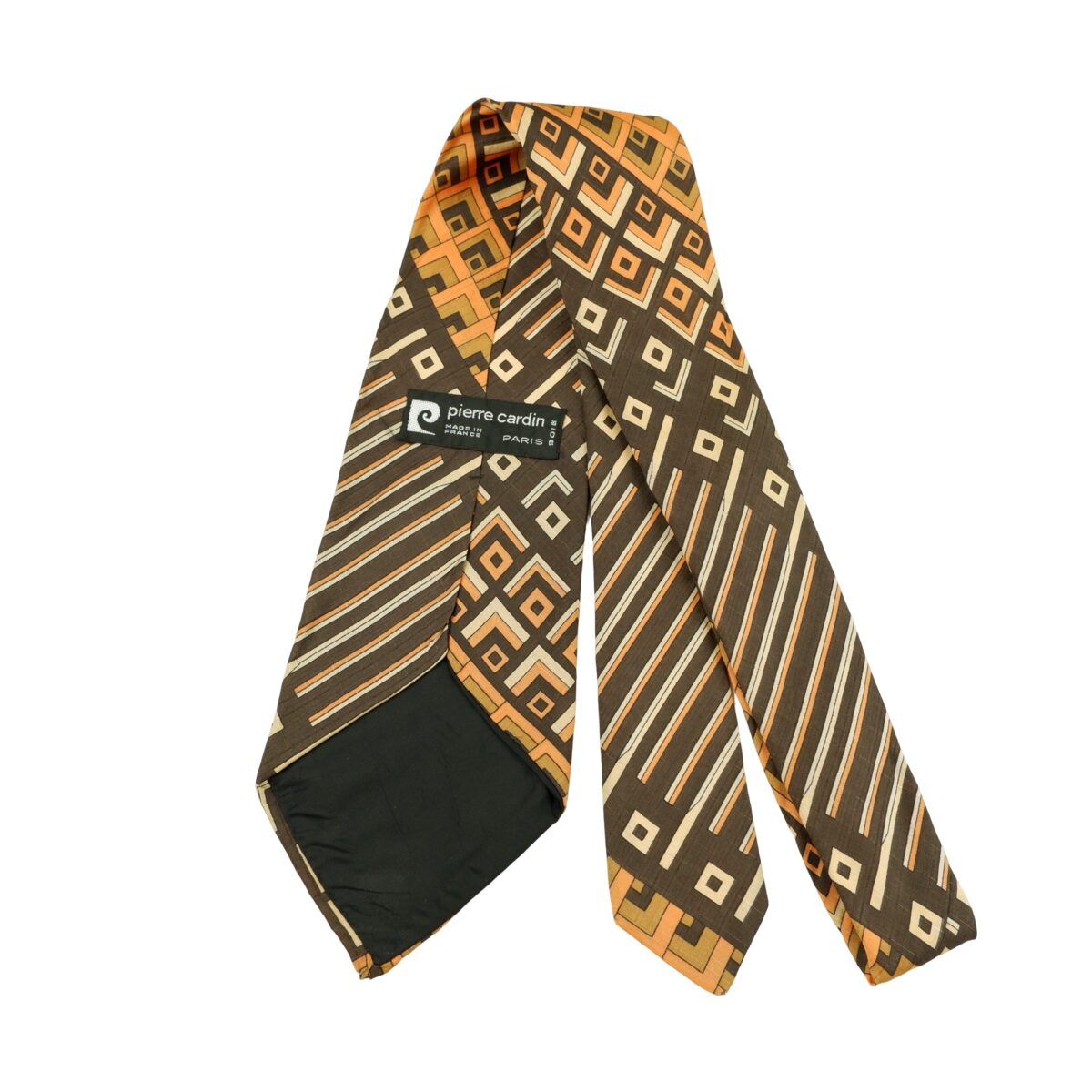 a16329 7 Pierre Cardin Tie Silk Brown Abstract Pattern France (US Import Tax Included) มุมที่ 7