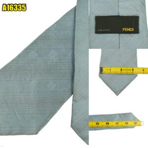 Fendi Tie Silk Light Blue Stripe Italy (US Import Tax Included) มุมที่ 1