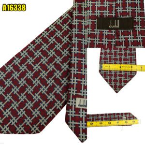 Dunhill Tie Silk Maroon Geometric England (US Import Tax Included) มุมที่ 1