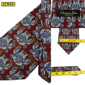 Christian Dior Tie Silk Brown Floral Pattern USA (US Import Tax Included) มุมที่ 1