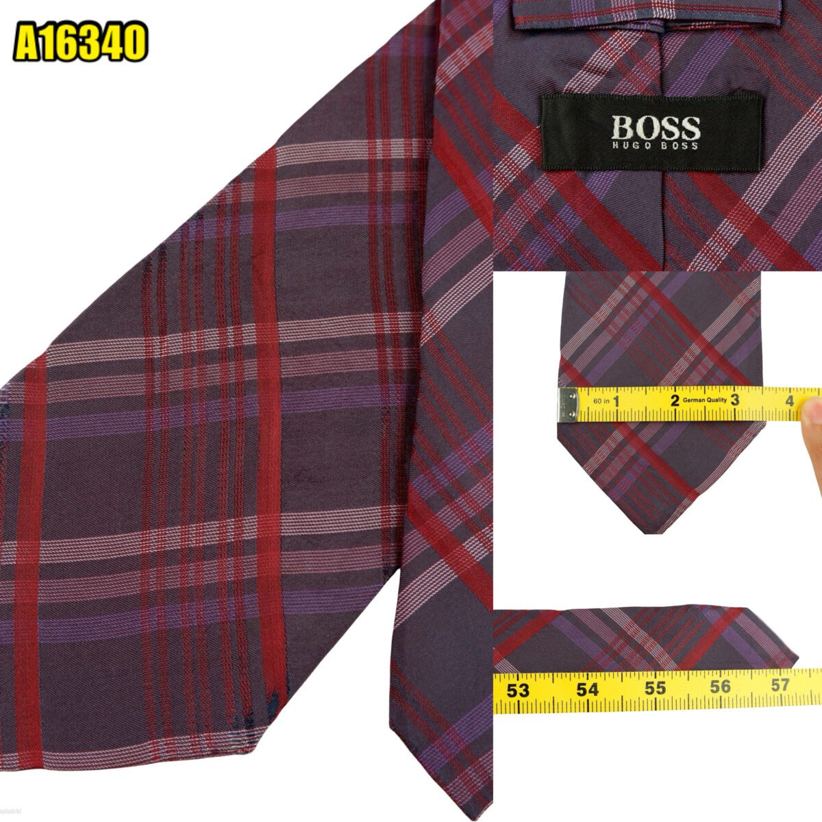 created by photogrid Hugo Boss Tie Silk Purple Check Italy (US Import Tax Included) มุมที่ 1