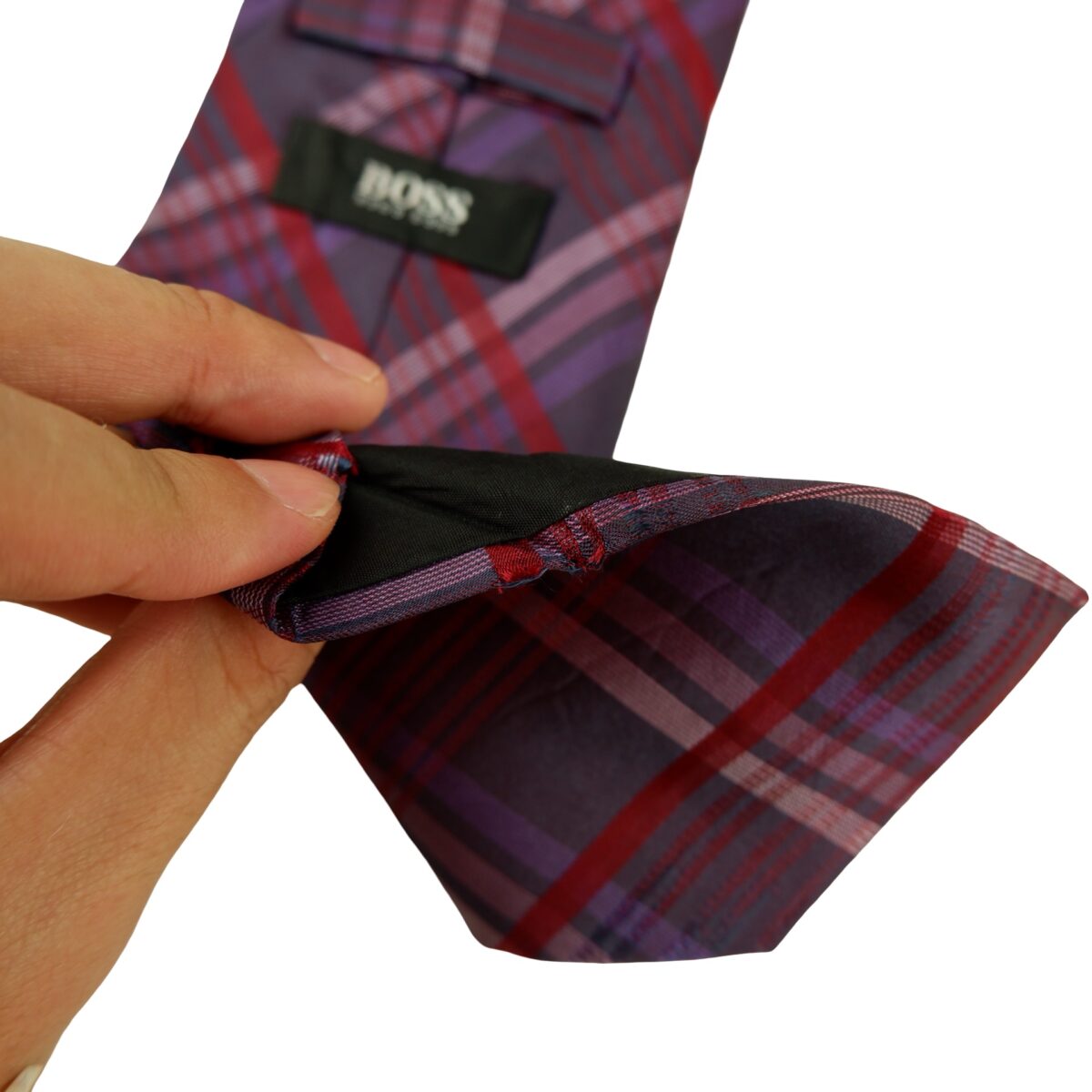 a16340 13 Hugo Boss Tie Silk Purple Check Italy (US Import Tax Included) มุมที่ 13