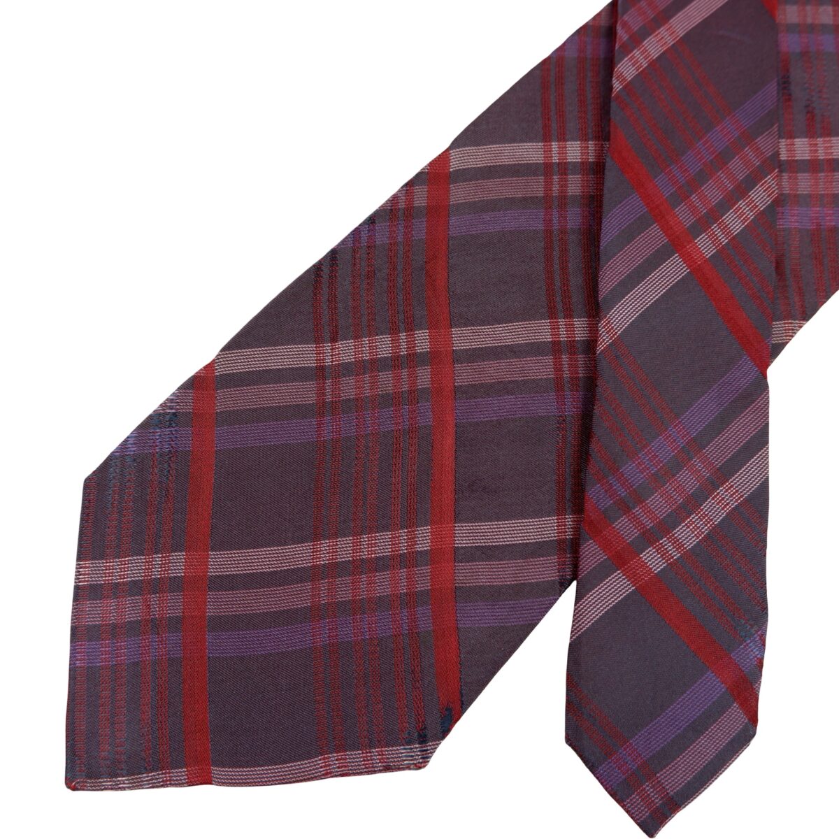 a16340 2 Hugo Boss Tie Silk Purple Check Italy (US Import Tax Included) มุมที่ 2