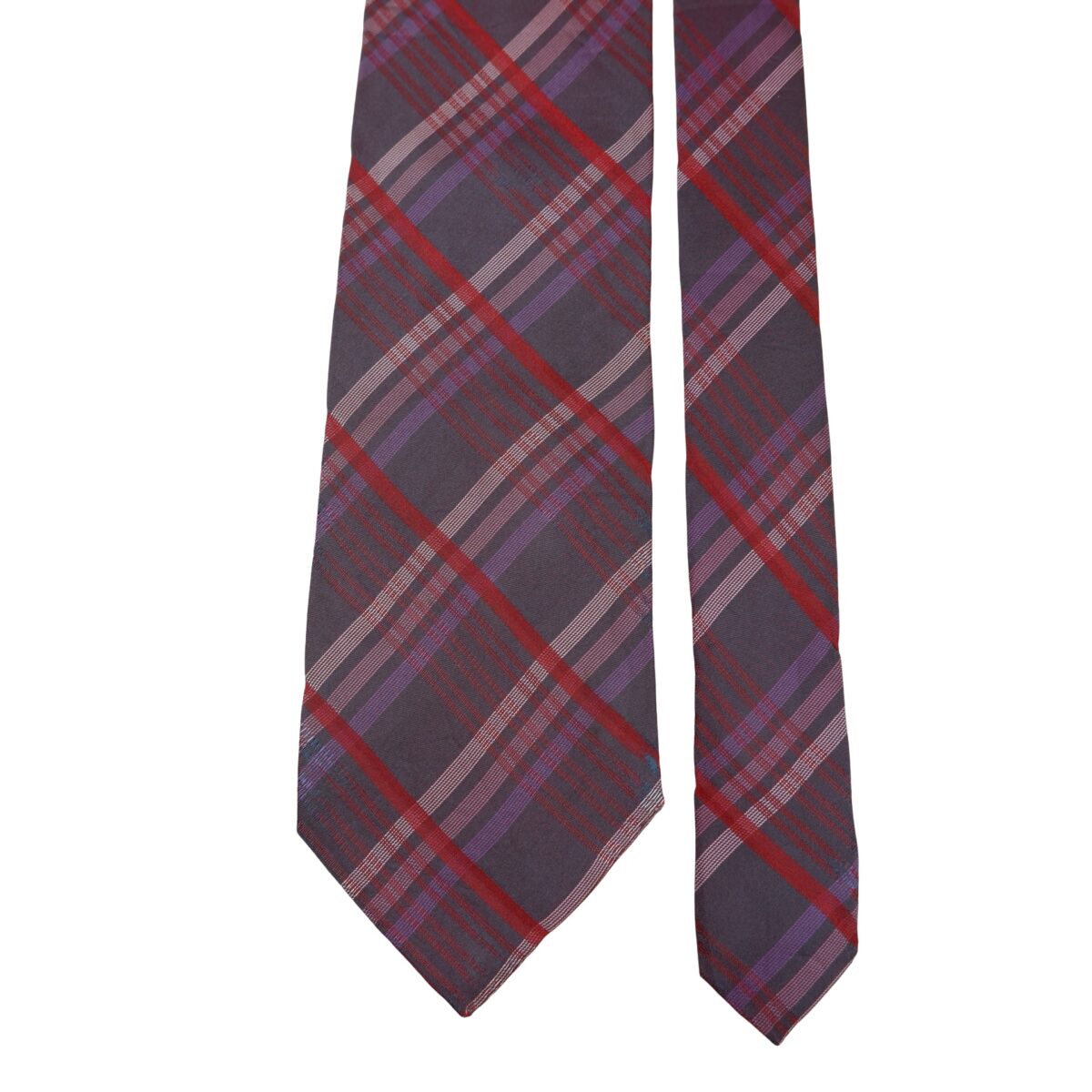 a16340 3 Hugo Boss Tie Silk Purple Check Italy (US Import Tax Included) มุมที่ 3