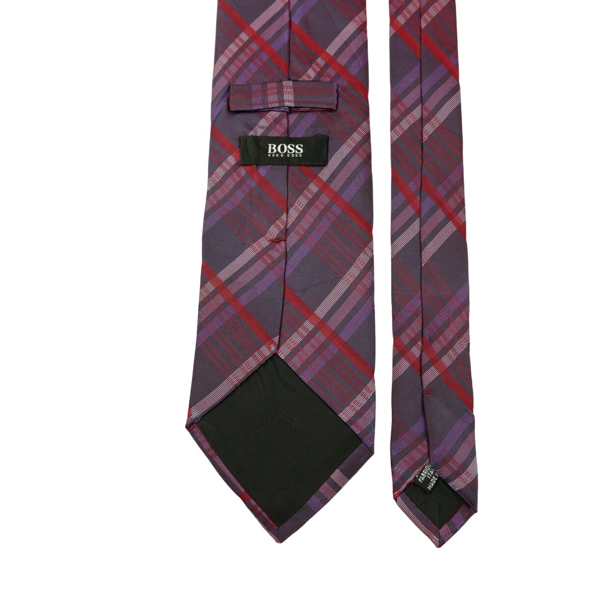 a16340 4 Hugo Boss Tie Silk Purple Check Italy (US Import Tax Included) มุมที่ 4