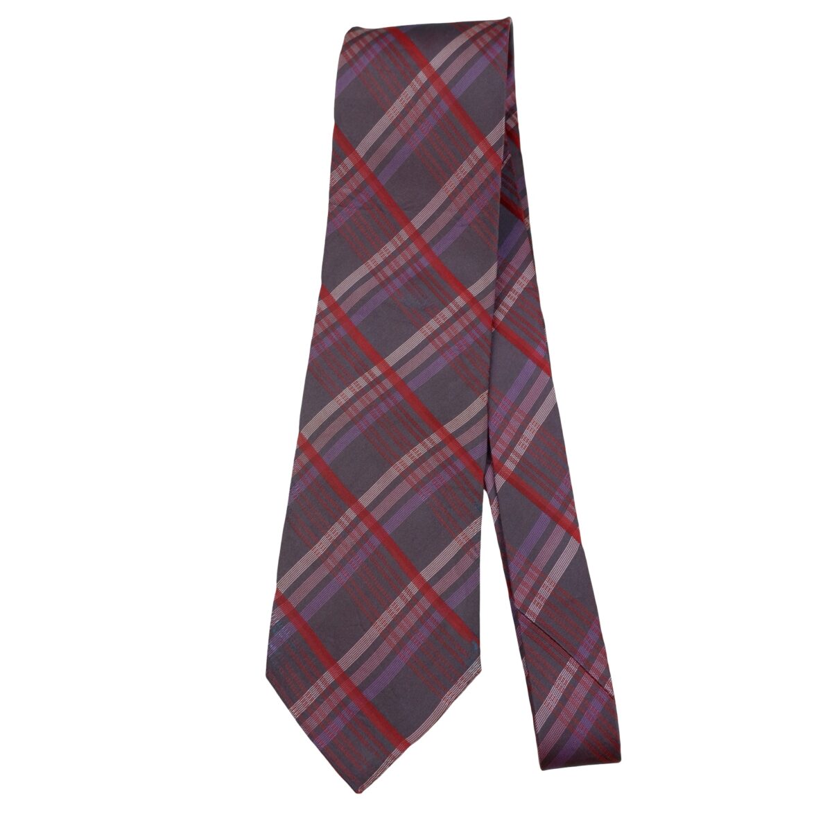 a16340 5 Hugo Boss Tie Silk Purple Check Italy (US Import Tax Included) มุมที่ 5